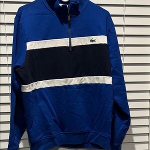 Lacoste Men's Blue and Black Zip-Up Sweater